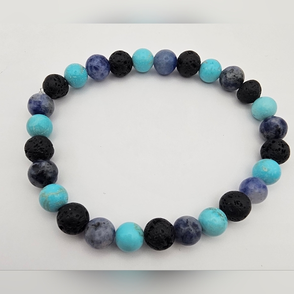 Stretch, beaded gemstone bracelet - Picture 2 of 4